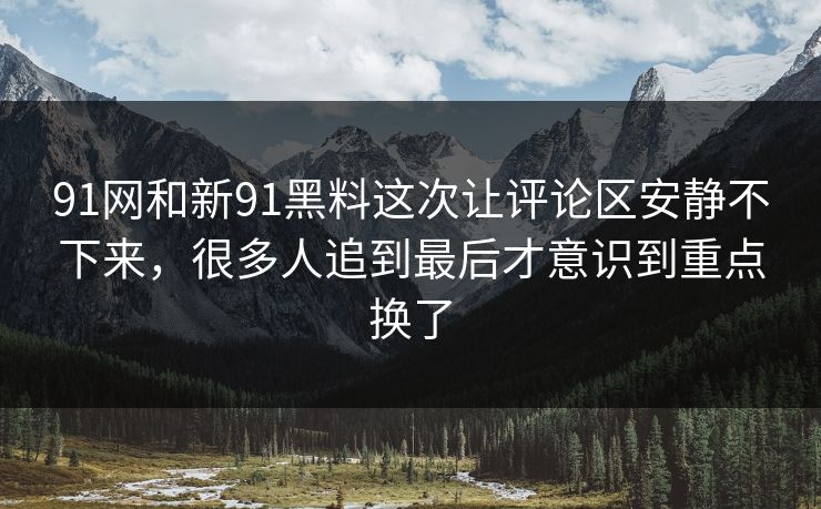 91网和新91黑料这次让评论区安静不下来，很多人追到最后才意识到重点换了