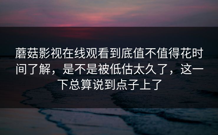 蘑菇影视在线观看到底值不值得花时间了解，是不是被低估太久了，这一下总算说到点子上了