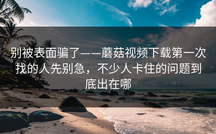 别被表面骗了——蘑菇视频下载第一次找的人先别急，不少人卡住的问题到底出在哪