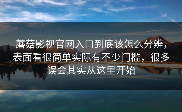 蘑菇影视官网入口到底该怎么分辨，表面看很简单实际有不少门槛，很多误会其实从这里开始